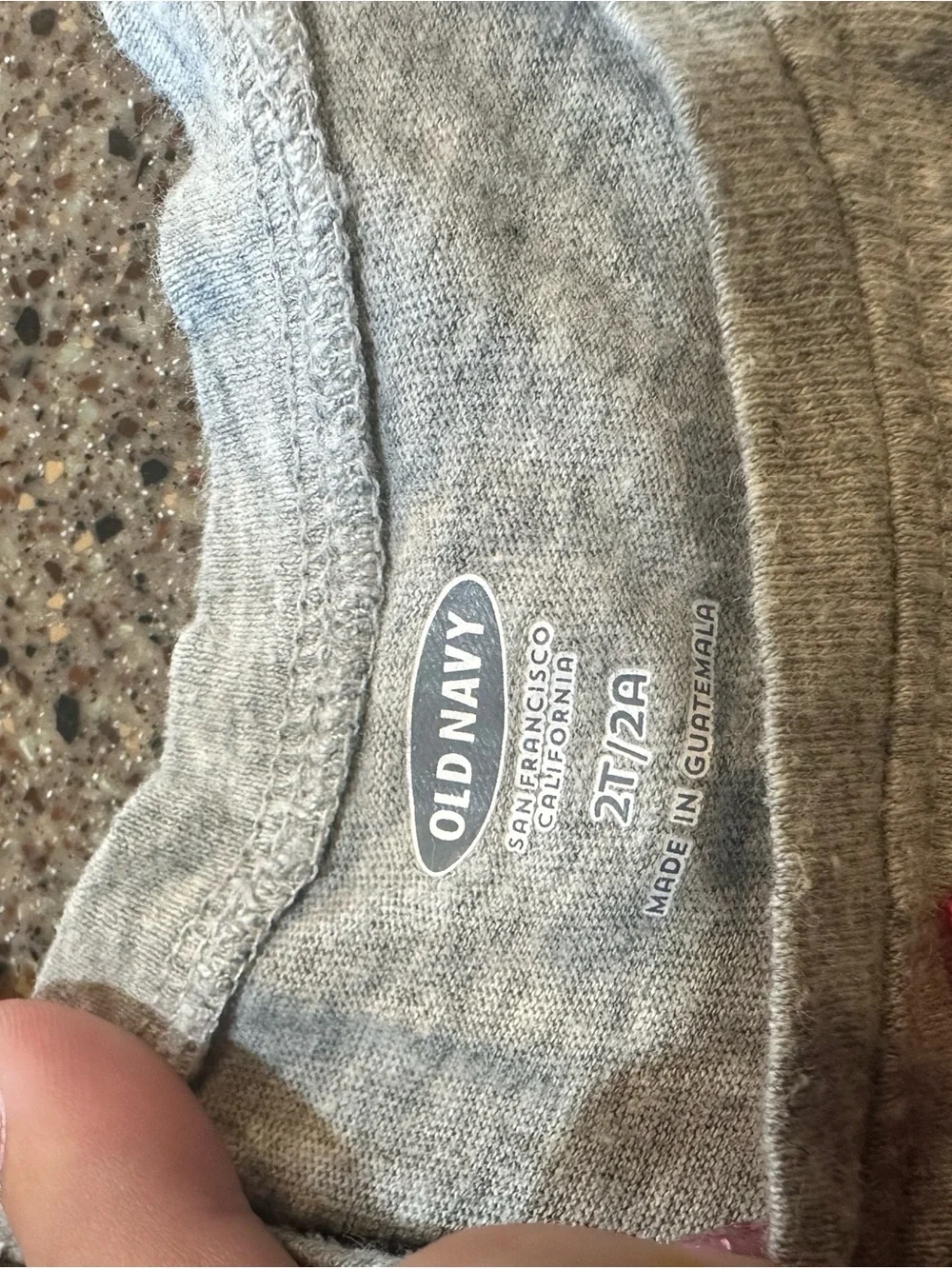 Old Navy Gray Long-Sleeve Tee with Penguin Graphic and Yellow Accents